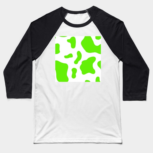 Neon Green Cow Baseball T-Shirt by osnapitzami